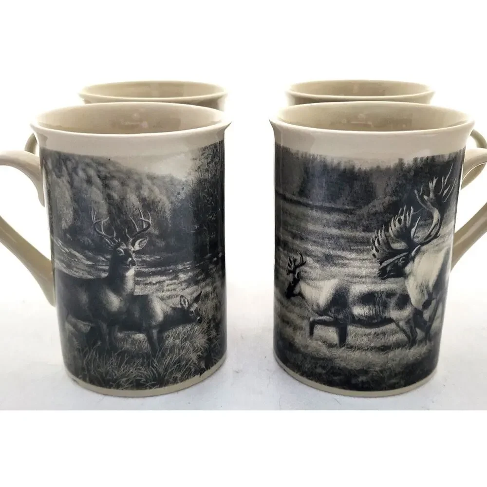 Cups/Mugs-Field & Stream-Vintage Look-Deer-Elk-Mallard-Wood Duck-8 oz-Set of 4 - Picture 7 of 16